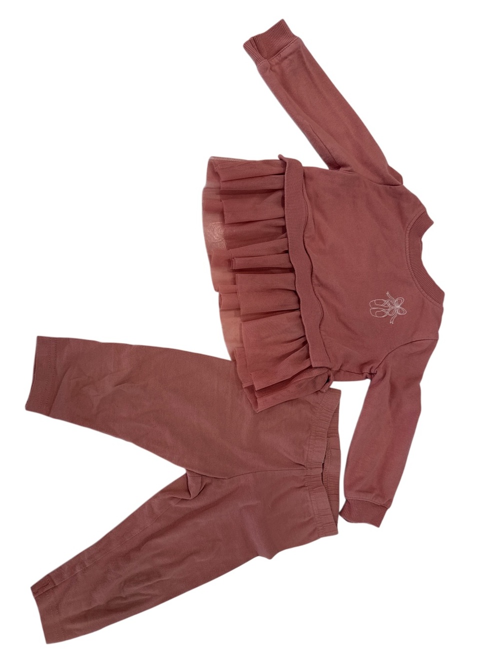 Baby Girls carters Mauve Tulle Hem Sweatshirt & pant Set - 2-Piece, 12month